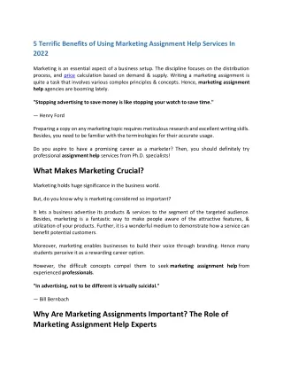 5 terrific benefits of using marketing assignment