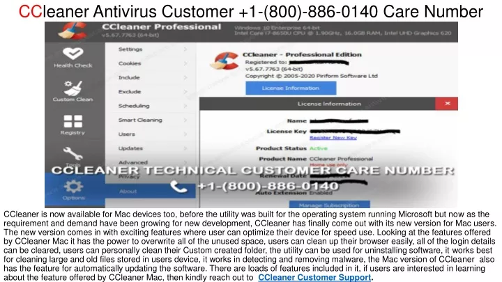 ccleaner antivirus customer 1 800 886 0140 care