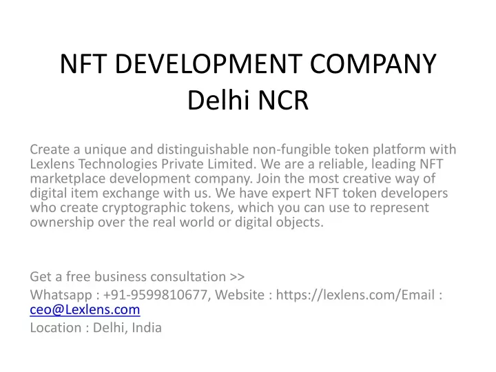 nft development company delhi ncr