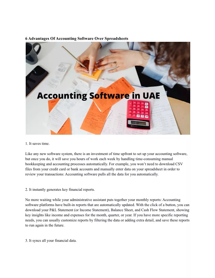6 advantages of accounting software over