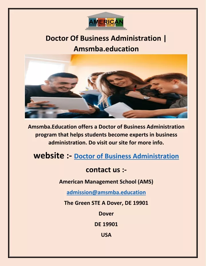 doctor of business administration amsmba education