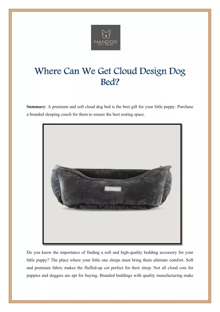 where can we get cloud design dog bed