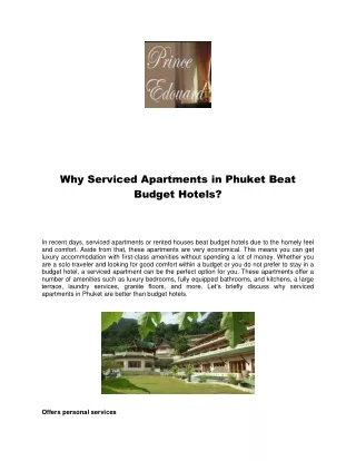 Why Serviced Apartments in Phuket Beat Budget Hotels?