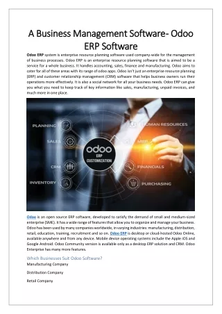 A Business Management Software - Odoo ERP Software