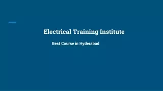 Electrical Training Institute in Hyderabad