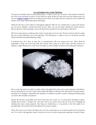 are you looking to buy cocaine read here