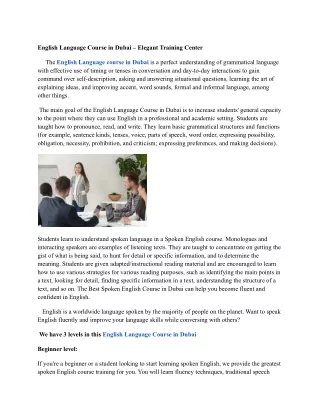 English Language Course in Dubai – Elegant Training Center
