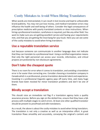 Costly Mistakes to Avoid When Hiring Translators