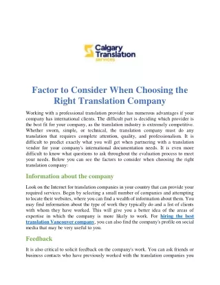 Factor to consider when choosing the right translation company
