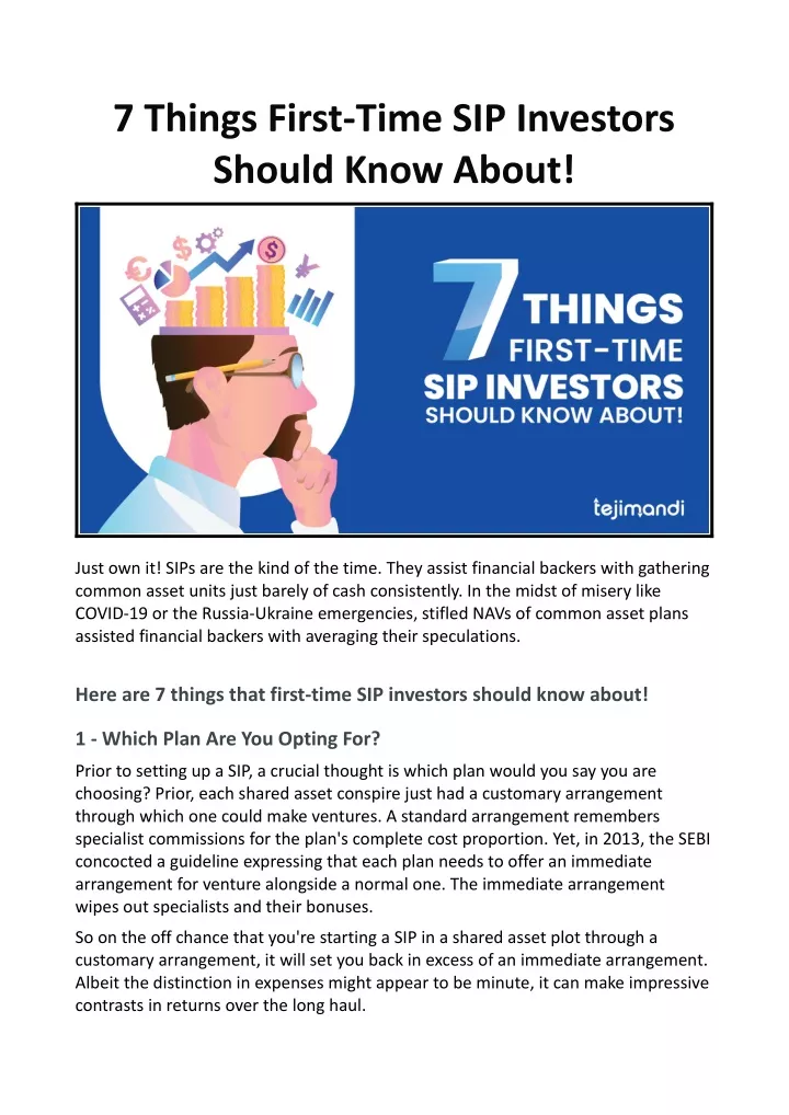 7 things first time sip investors should know