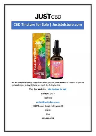 CBD Tincture for Sale | Justcbdstore.com