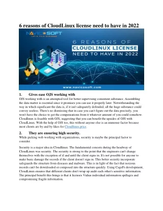6 reasons of cloudlinux license need to have