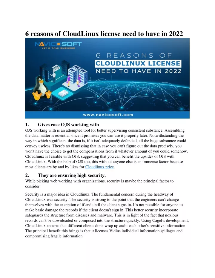 6 reasons of cloudlinux license need to have