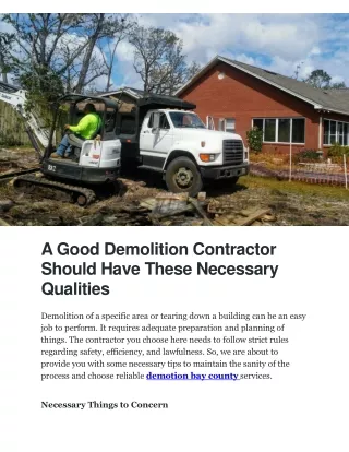 a good demolition contractor should have these