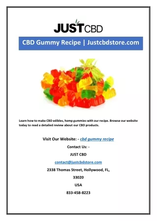 CBD Gummy Recipe | Justcbdstore.com