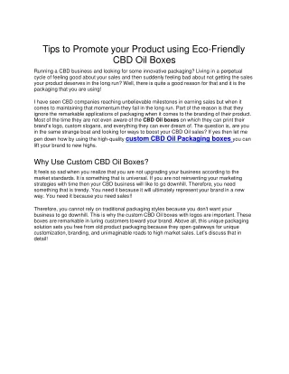 Tips to Promote your Product using Eco-Friendly CBD Oil Boxes