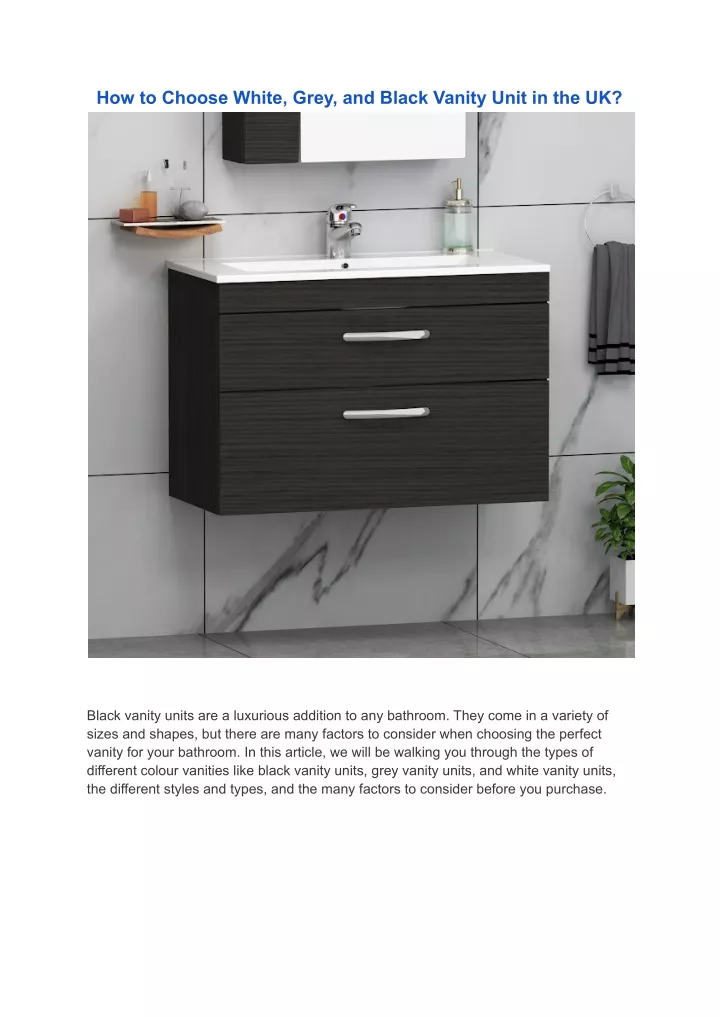 how to choose white grey and black vanity unit