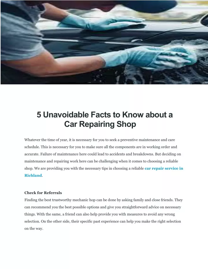 5 unavoidable facts to know about a car repairing