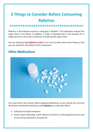 3 things to consider before consuming rybelsus