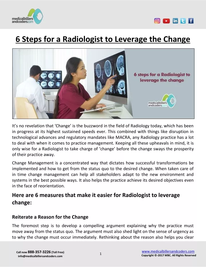 6 steps for a radiologist to leverage the change