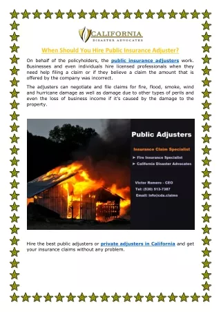 When Should You Hire Public Insurance Adjuster