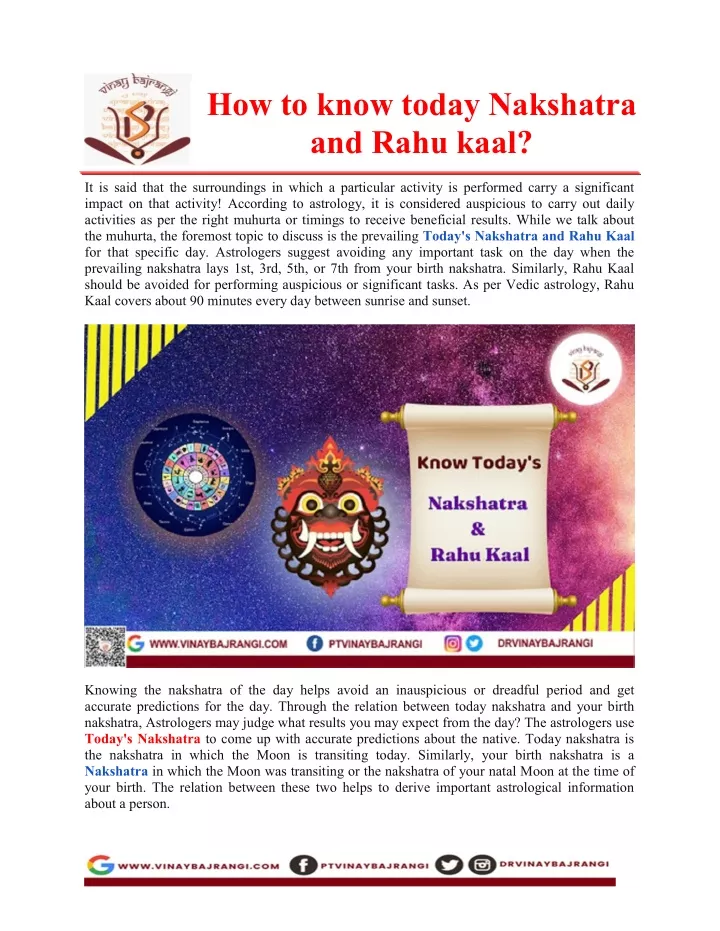 how to know today nakshatra and rahu kaal