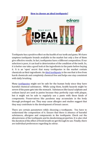 How to choose an ideal toothpaste?