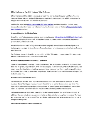 office professional plus 2019 features what