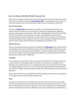boost your efficiency in ms office 2019 with