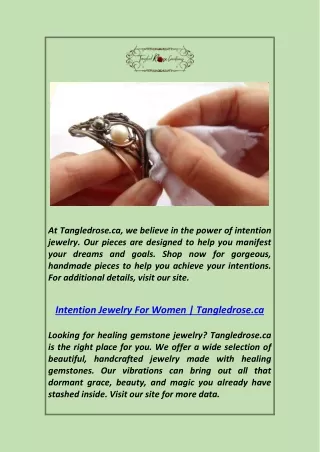Intention Jewelry For Women Tangledrose.ca