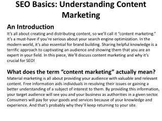 seo basics understanding content marketing