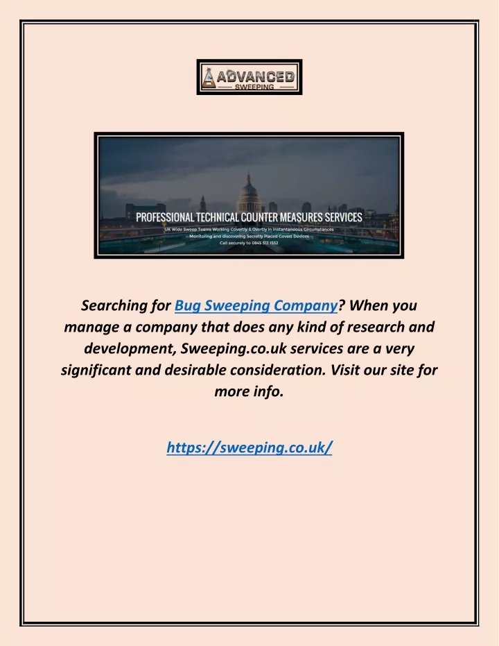 searching for bug sweeping company when