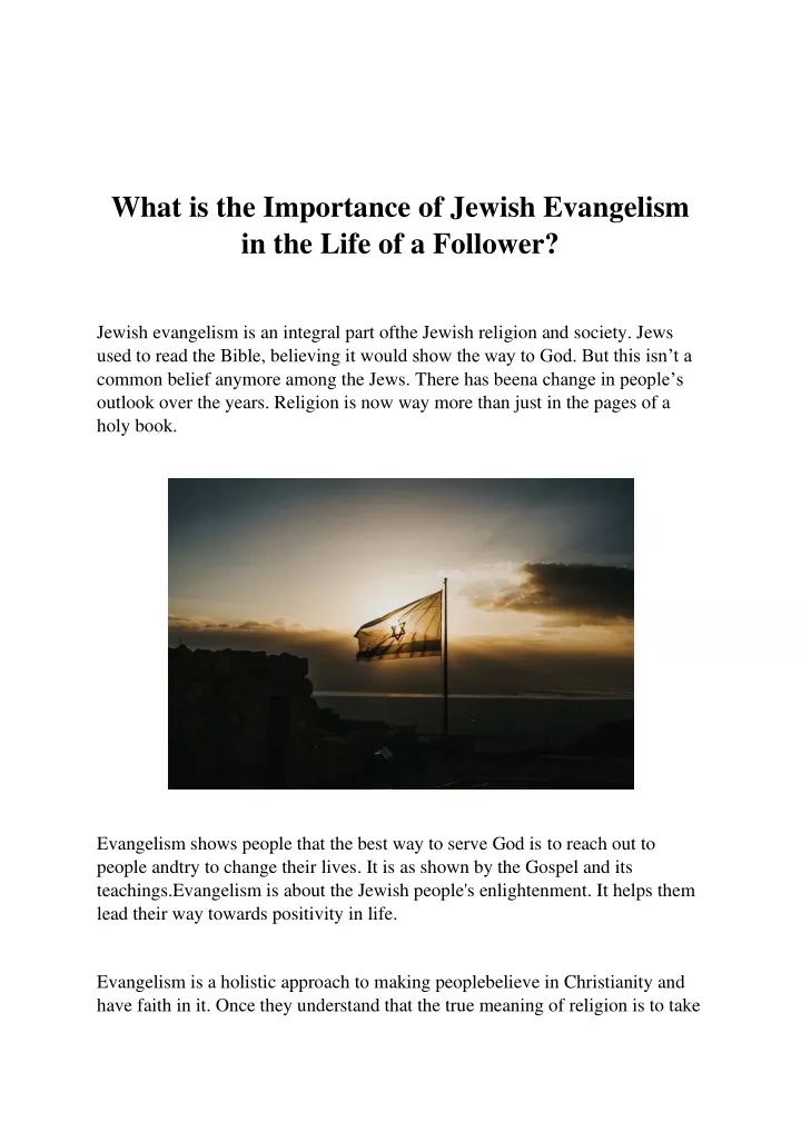 what is the importance of jewish evangelism