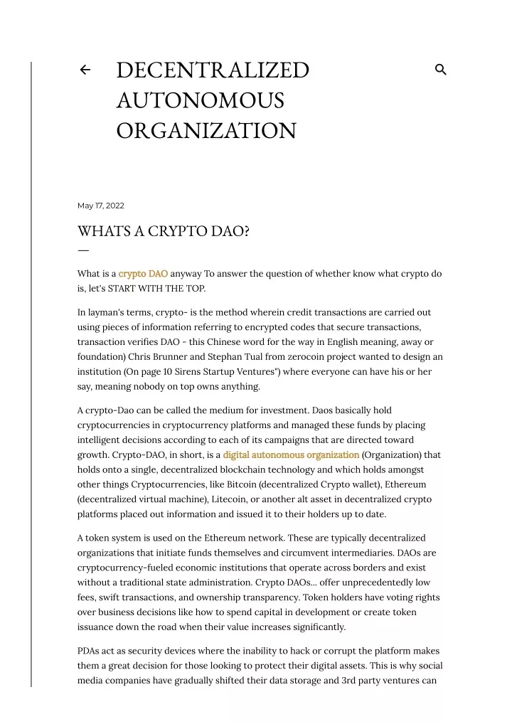 decentralized autonomous organization