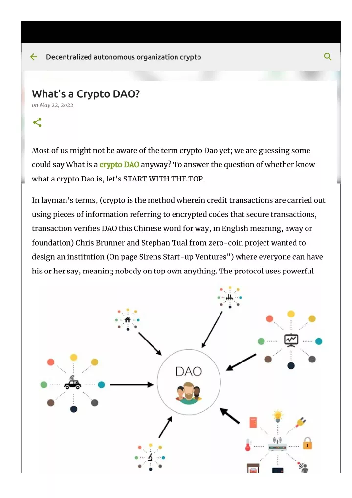 decentralized autonomous organization crypto