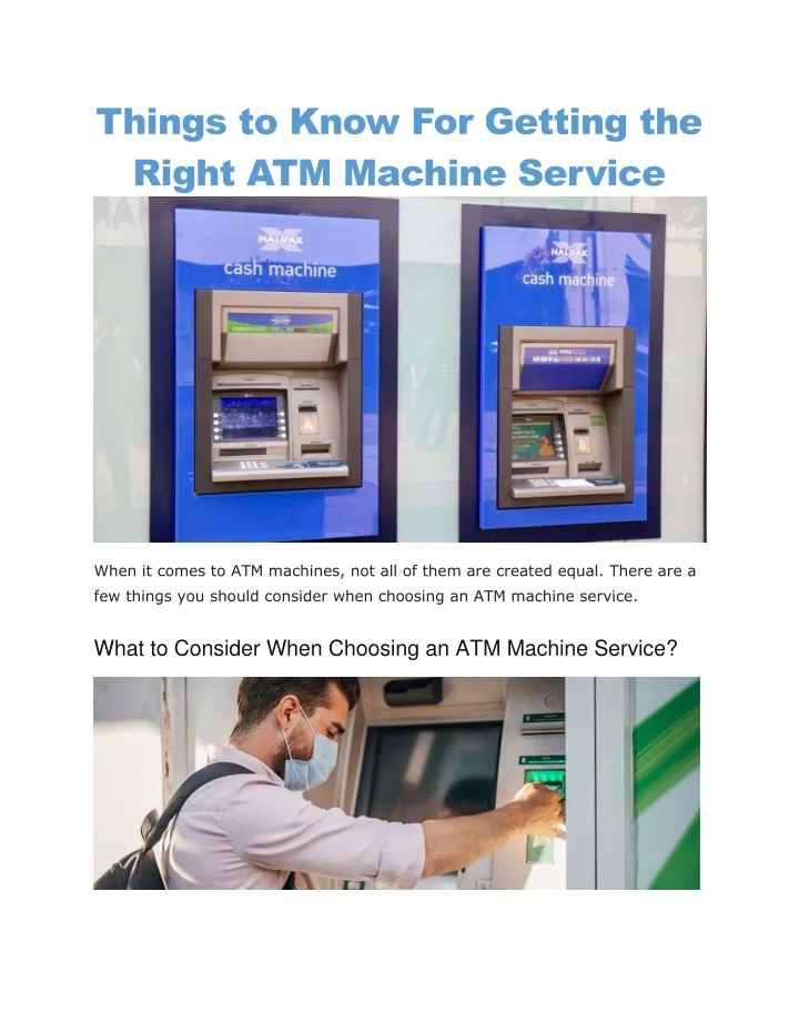 things to know for getting the right atm machine