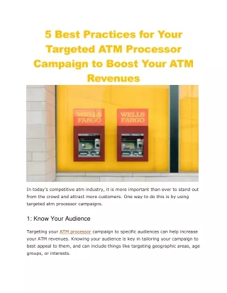 5 best practices for your targeted atm processor