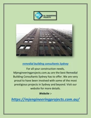 Remedial Building Consultants Sydney | Mjengineeringprojects.com.au