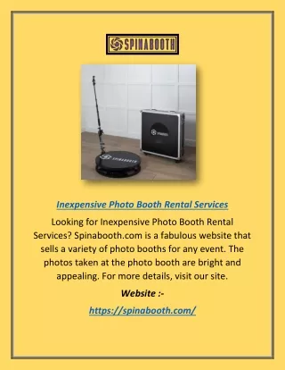 Inexpensive Photo Booth Rental Services | Spinabooth.com
