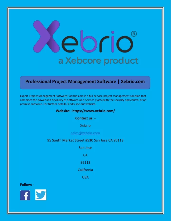 PPT - Professional Project Management Software Xebrio PowerPoint ...