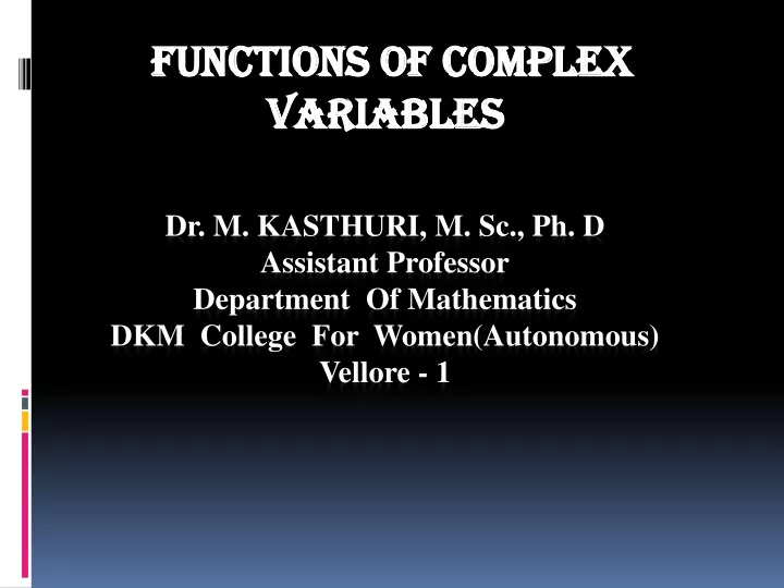functions of complex variables