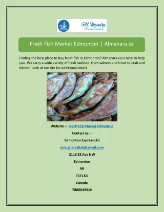 Fresh Fish Market Edmonton  Almanara.ca