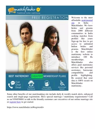 Matchfinder Matrimony Indian Matrimony Online Matrimony Marriage Website