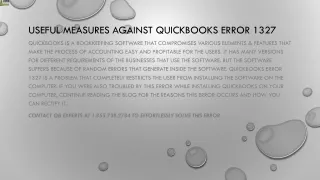 useful measures against quickbooks error 1327