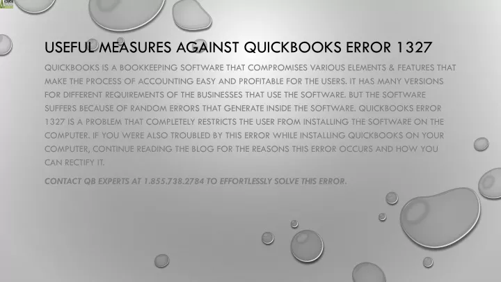 useful measures against quickbooks error 1327