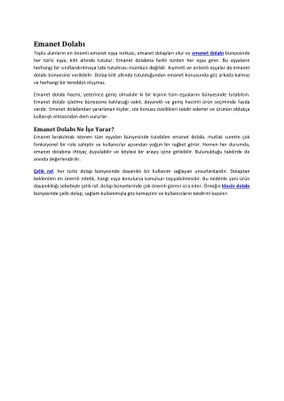 emanet dolab toplu alanlar n en nemli emanet