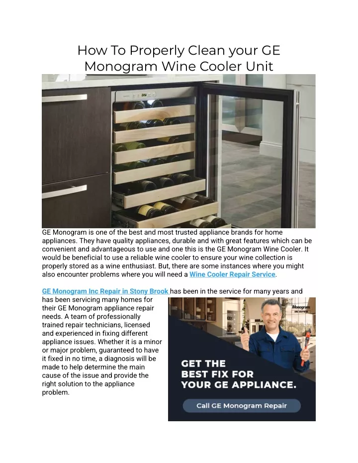 Ppt How To Properly Clean Your Ge Monogram Wine Cooler Unit Powerpoint Presentation Id11395923 