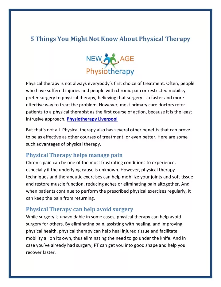 5 things you might not know about physical therapy