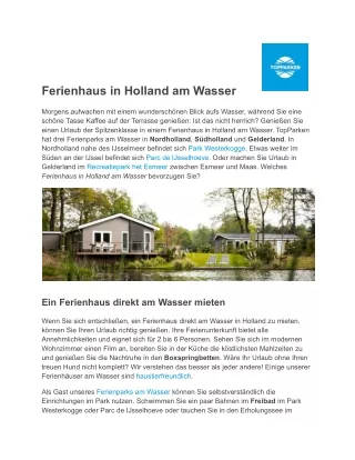 ferienhaus in holland am wasser
