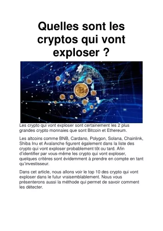 quelles sont les cryptos qui vont exploser